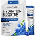 새로운 나이 성과 Hydration 소포, 탈수 기복, 근육 운동 회복을 위한 L 글루타민 아미노산을 위한 Electrolytes 분말 액체 증강 인자, 설탕 자유로운 & 0 Calorie, 16 팩 (파란 라즈베리)