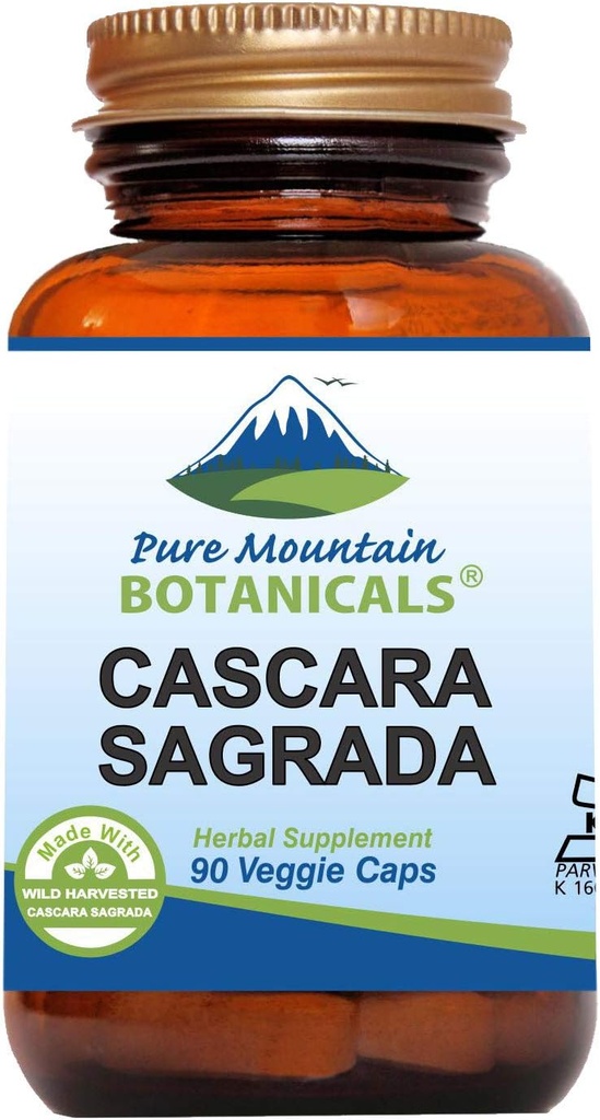 순수한 산 식물 Cascara Sagrada 캡슐 - 야생 수확 Cascara Sagrada Aged Bark 보충의 400mg로 Vegan Kosher 모자 지금