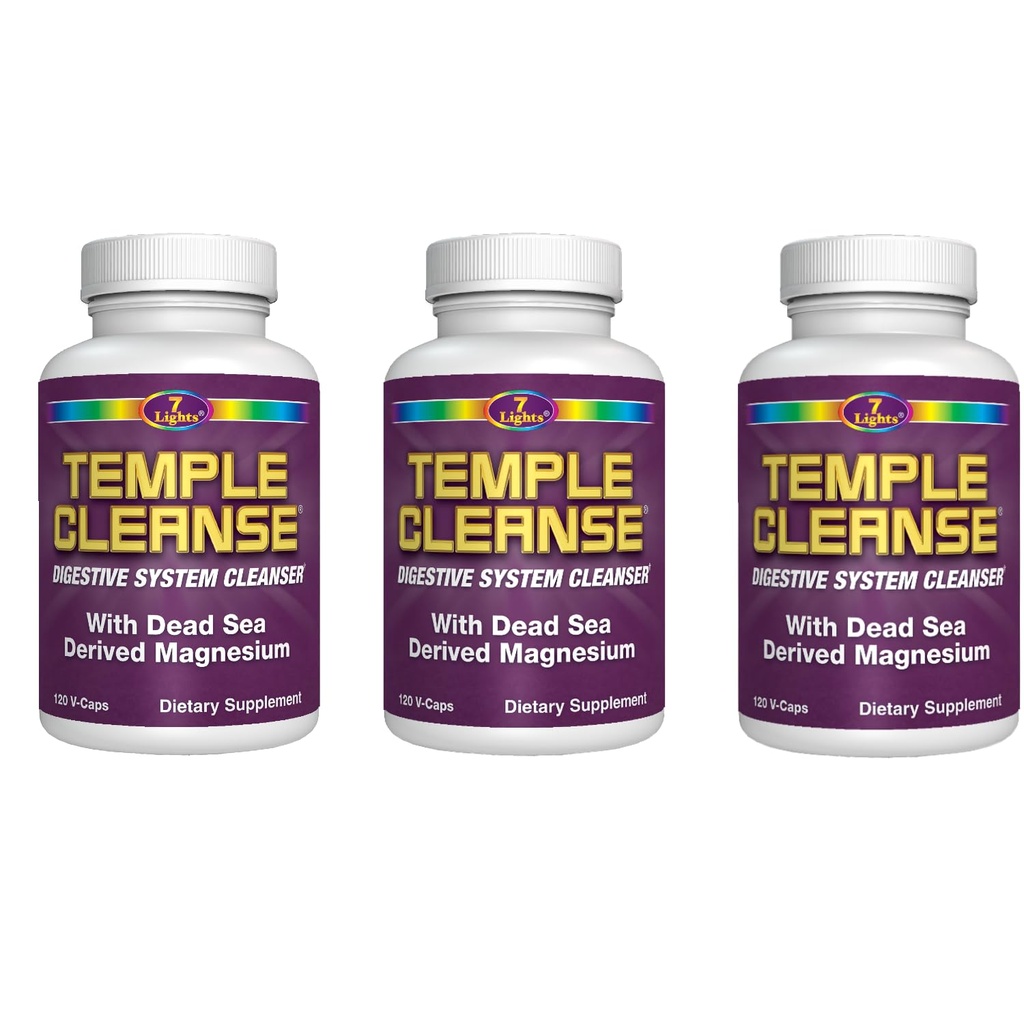 7 조명 사원 Cleanse|3-Pack Special, Magnesium, Oxygen-Based Colon Cleanse Detox, 가스 또는 블로팅, 바디 데톡스 및 여성 및 남성용 클렌징