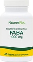 자연 플러스 PABA, 지속 방출 (아미노 벤조산) - 1000 mg, 60 채식 정제 - 피부 건강 지원 보충, 에너지 생산을 촉진 - 글루텐 - 무료 60 서빙