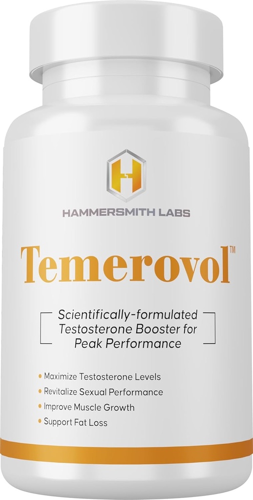 Temerovol - 남성 보충 - 에너지, 강도 및 리비도 향상 - Lean 근육 빌더, 60 캡슐 - 1 병