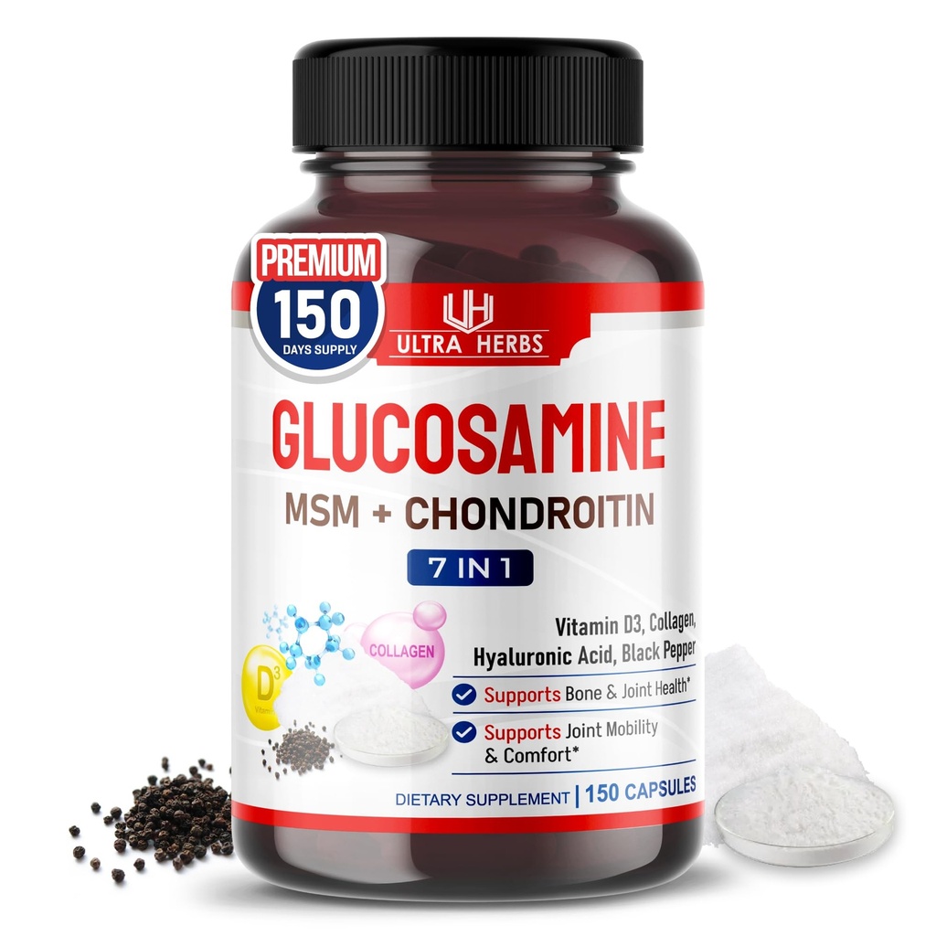 Glucosamine Chondroitin MSM - 공동 이동성 지원 보충교재는 교원질, Hyaluronic 산, 비타민 D3로 강화했습니다 | 150의 캡슐