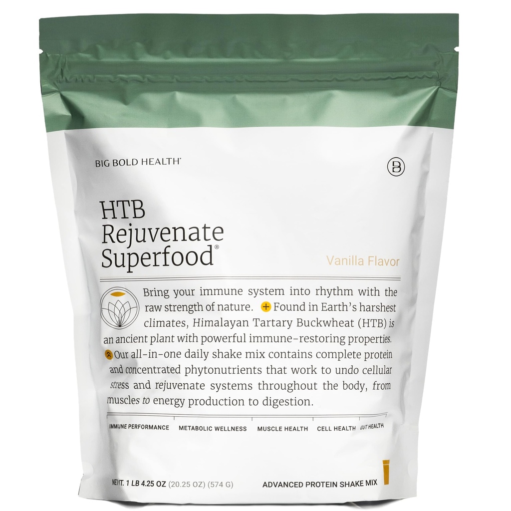 BIG BOLD HEALTH HTB Rejuvenate Superfood Plant-Based Protein Powder  Hi Himalayan Tartary Buckwheat with Polyphenol & 17g Protein  Gu Gut Support & Immune Balance (바닐라 맛)