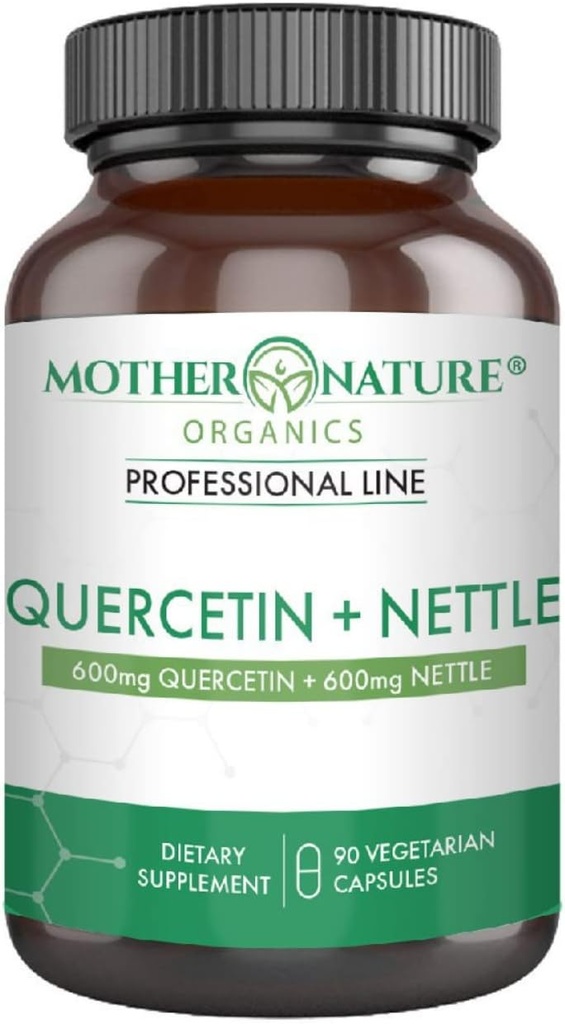 Quercetin 600mg & Nettle 600mg - 계절 자극제, 면역 반응, 건강한 노후화 및 장수를 위한 자연적인 플라보노이드 보충교재 - 비 Drowsy, 비 GMO, Vegan - (90의 캡슐)