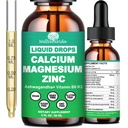 비타민 D3 K2를 가진 칼슘 마그네슘 아연 액체 하락, 높은 힘 칼슘 마그네슘 보충교재 w/Magnesium Complex, 아연, 이산 丨 글루텐 Immune, 뼈, 근육, 계류 & 잠 지원을 위한 자유로운 벌레
