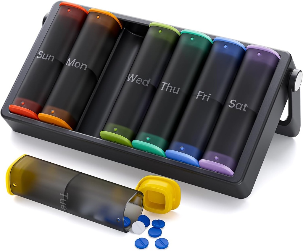 Weekly Pill 주최자 3 Times a Day(Black) 및 Weekly Pill 주최자 Twice a Day(Translucent-Black)