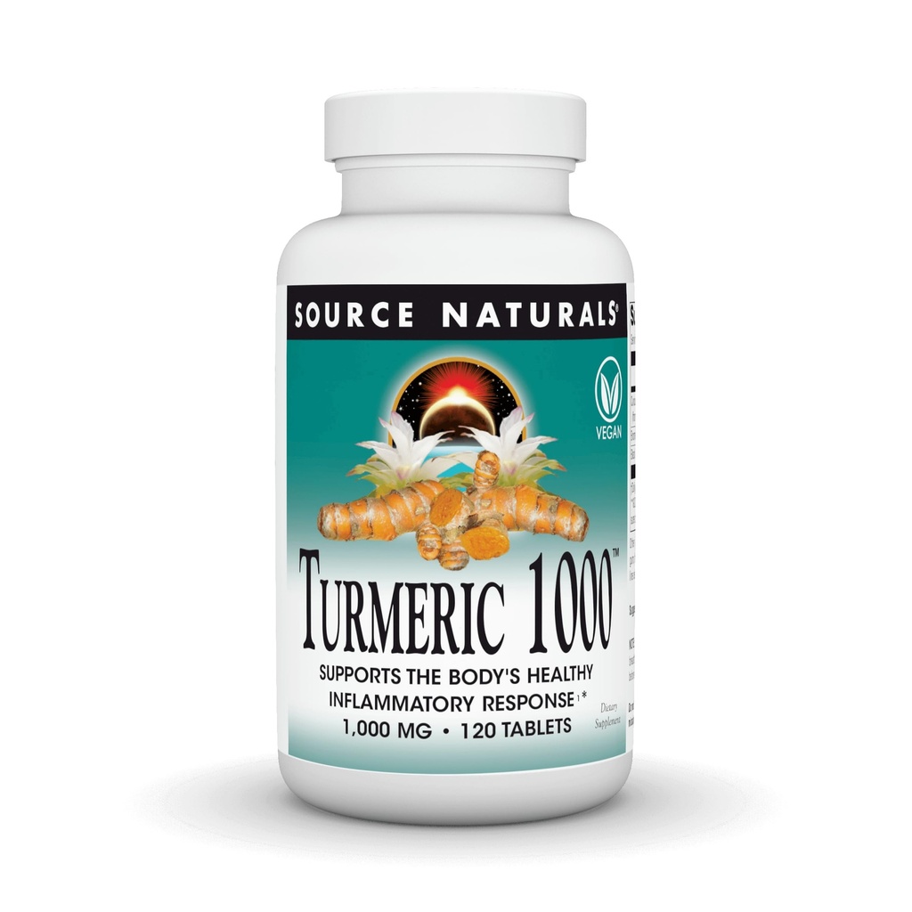 Source Naturals Turmeric 1000, 몸의 건강한 염증 응답 *, 1,000mg - 120 정제 지원