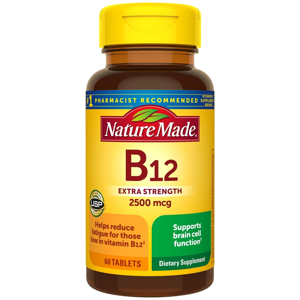 성격은 여분 힘 비타민 B12 2500 mcg, 에너지 대사 지원을 위한 규정식 보충교재, 60의 정제, 60의 일 공급을 만들었습니다