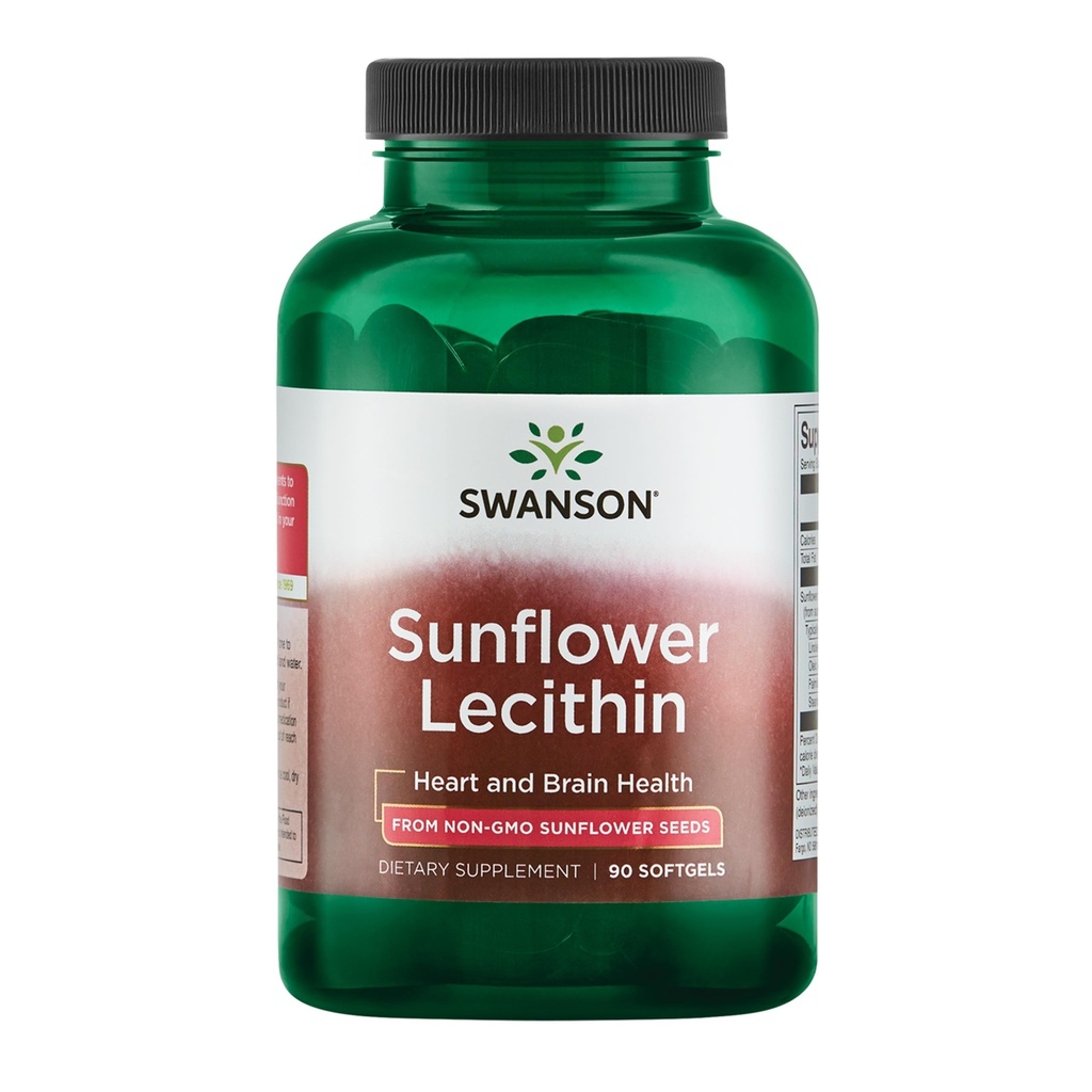 Swanson Sunflower Lecithin - 건강한 두뇌 기능을 촉진하는 초본 보충 - 자연적인 공식 지원 심장 건강 & 건강한 입술 균형 - (90 Softgels, 각 1200mg)