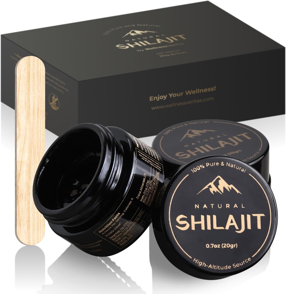 Shilajit 자연적인 Himalayan 유기 수지 20 그램, 순수한 Shilajit 보충교재 Enriched Fulvic 산 & 85+ Trace 무기물, 에너지, 지원 Metabolism & 면역 체계를 위한 식물 근거한 영양소