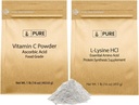 PURE ORIGINAL INGREDIENTS L-Lysine HCI 및 Vitamn C 분말 번들, 1 lb 각각, 비 GMO, 글루텐 무료, 다이어트 보충 교재