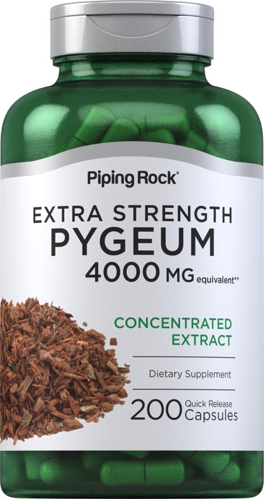 Piping Rock Pygeum 보충교재 4000 mg | 200의 캡슐 | 남자와 여자를 위해 | Pygeum Africanum Bark Extract | Extra Strength | Non-GMO, 글루텐 무료