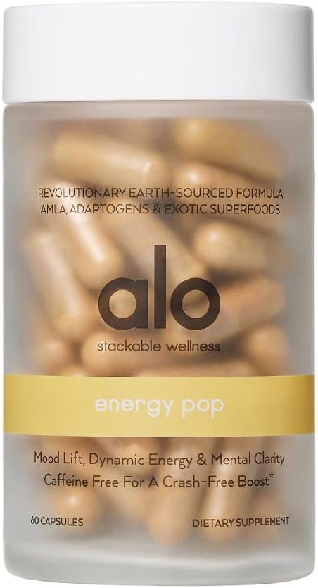 Alo Yoga Energy Pop - Riboflavin, Niacin & ENXTRA를 가진 카페인 자유로운 에너지 부스트 | 향상된 초점, 계류 및 생산력, (60 캡슐)