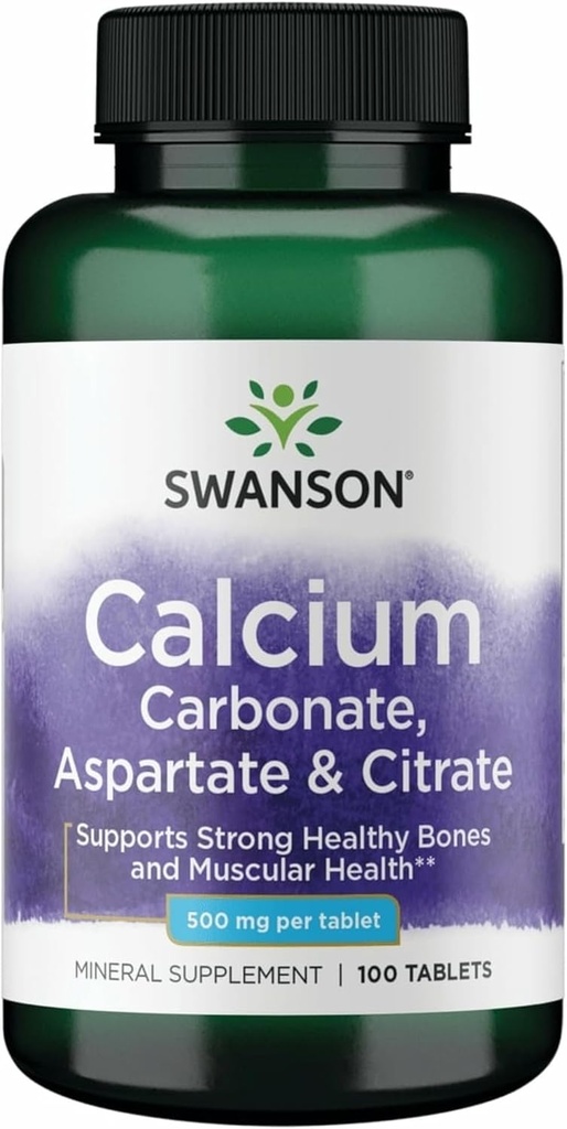 Swanson 칼슘 (탄산염 Aspartate & Citrate) 500 밀리그램 100 탭