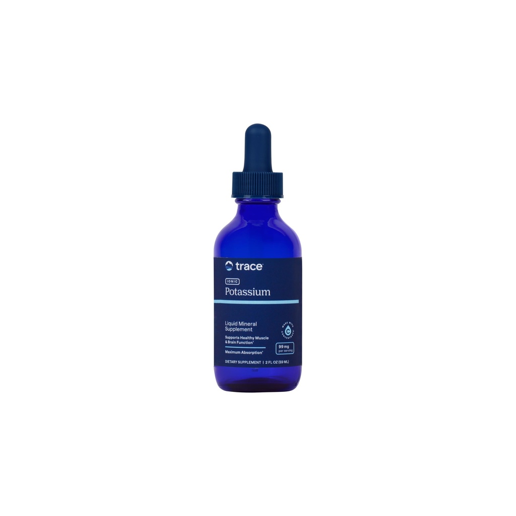 Trace Minerals Ionic Potassium - 건강한 두뇌 및 근육 기능을위한 액체 칼륨 보충 - Nerve Support - 쉬운 흡수 - Vegan - Non-GMO - Unflavored - 2 fl oz (32 서빙)