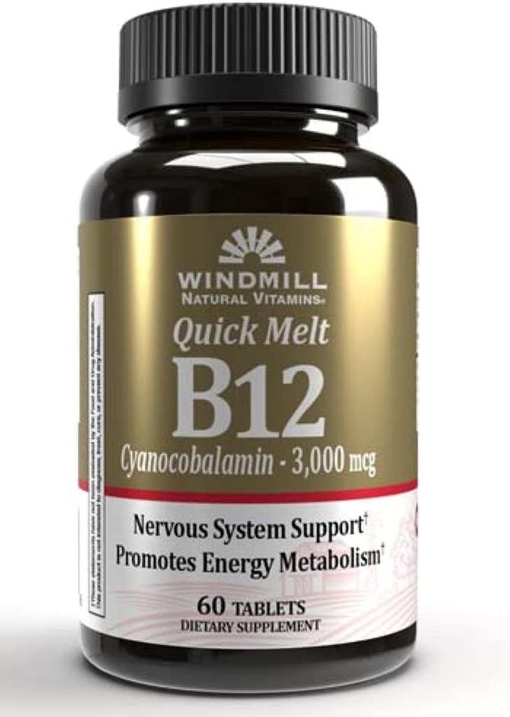 Windmill B-12 3000 mcg 빠른 용해 정제 60 각 (팩 2)