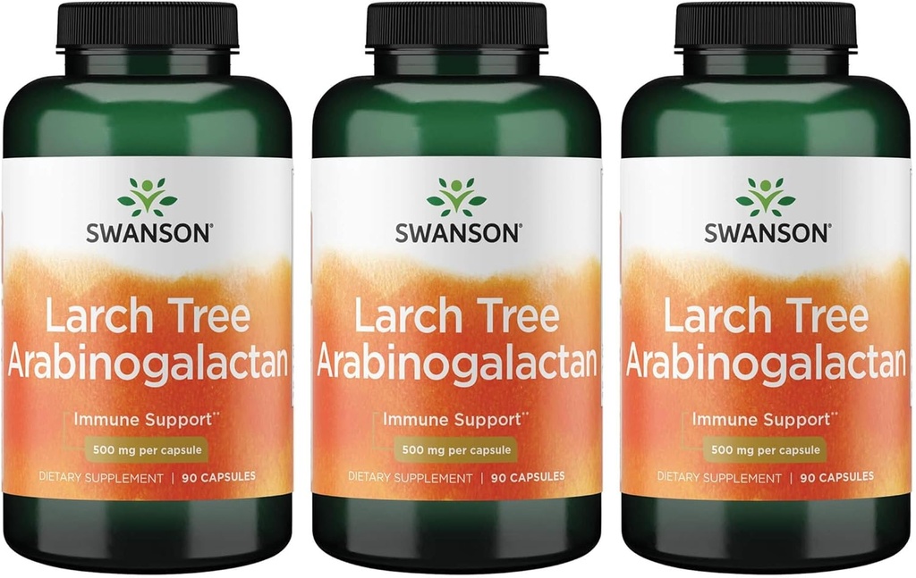 Swanson Ultra Larch Tree Arabinogalactan 500 mg 90 모자 3 팩