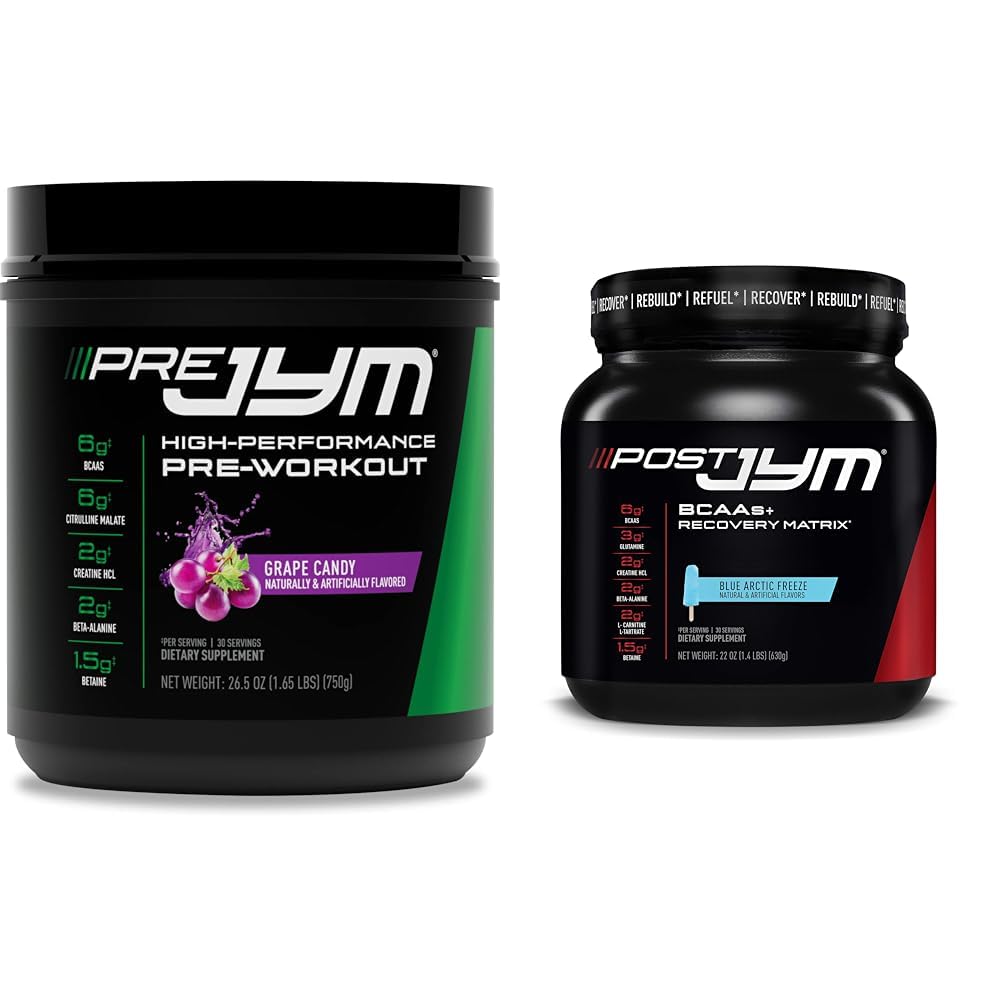 전 JYM 포도 사탕 전 운동, 포스트 JYM 활동적인 모체 포스트 운동 BCAAs, Creatine HCI, beta 알라닌 | 30의 서빙 각각