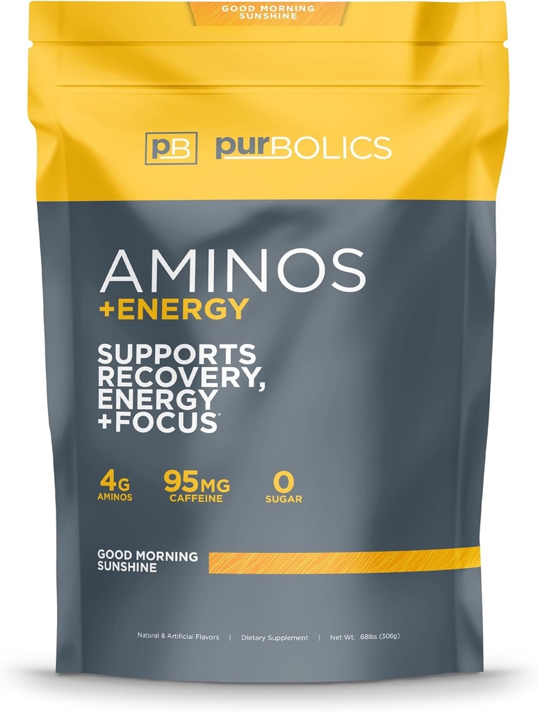 갑상선 Aminos + Energy | 지원 복구, 에너지 및 초점 | 카페인 95mg, 설탕 0개, 서빙 60개 (Good Morning Sunshine)