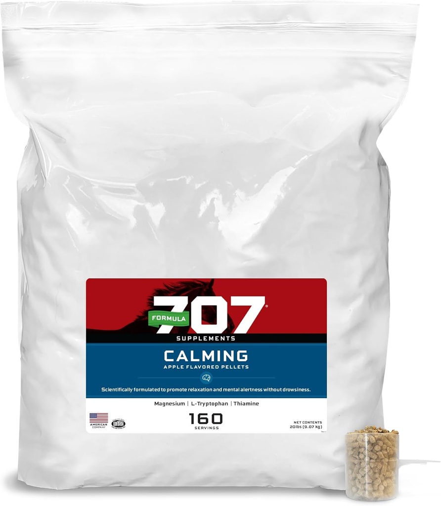 공식 707 Calming Equine 보충교재 20LB 부대 – 160의 서빙 – 말 – L-Tryptophan, Thiamine & 마그네슘을 위한 불안 안전 그리고 강화된 초점