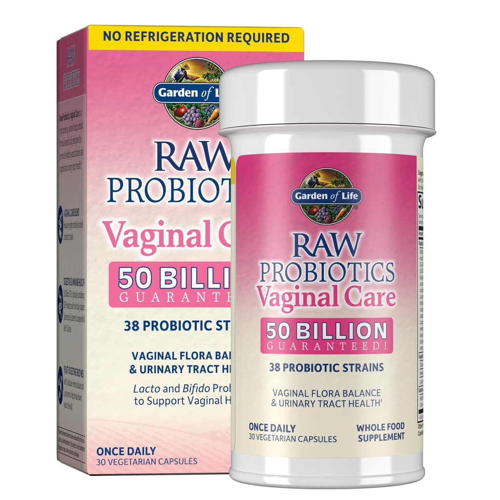 삶의 원시 프로 바이오 틱스 질 케어 - 50 억 CFU - 38 Probiotic Strains - Vaginal & Urinary Tract Health - 유통 안정 - 30 채식 캡슐
