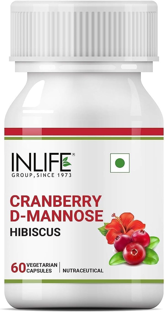 일반 Cranberry 400mg D-Mannose 400mg & Hibiscus 200mg 추출물 Urinary Tract UTI 건강 보충교재 남성 여성 - 60 채식 캡슐 (1의 포장)