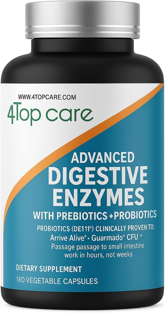 H4U 소화 효소 : Probiotics, Prebiotics 및 Enzymes와 궁극적 인 건강 솔루션. 이 채식 소화 효소 보충교재는 180의 캡슐을 포함합니다.