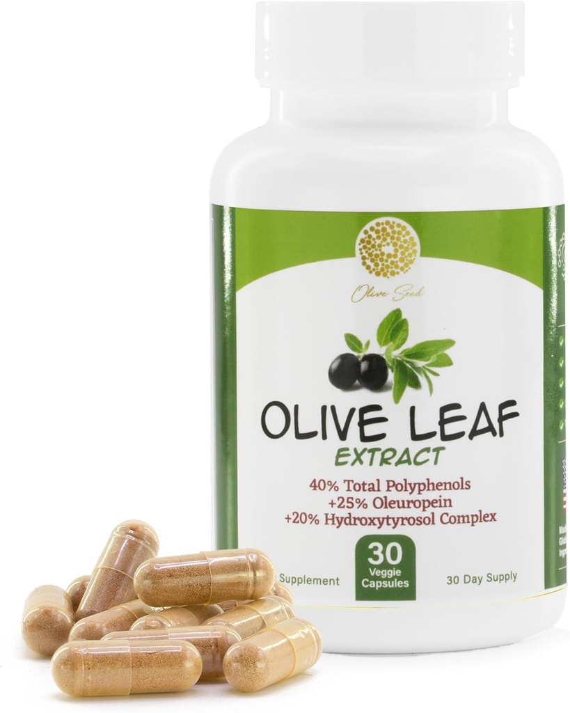 올리브 리프 추출물 - 500mg - 25 % Oleuropein - 20 % Hydroxytyrosol - 40 % 폴리 페놀 - 비 GMO + 글루텐 무료 + Dairy Free + Soy Free + Vegan (30 캡슐)