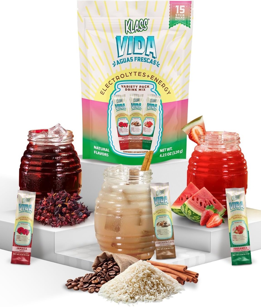 Hydration + Energy Electrolyte 음료 믹스 – Hibiscus, Coffee Horchata & Strawberry Watermelon, Caffeine, L-Theanine, 코코넛 워터 및 미네랄이 함유 된 다양한 팩