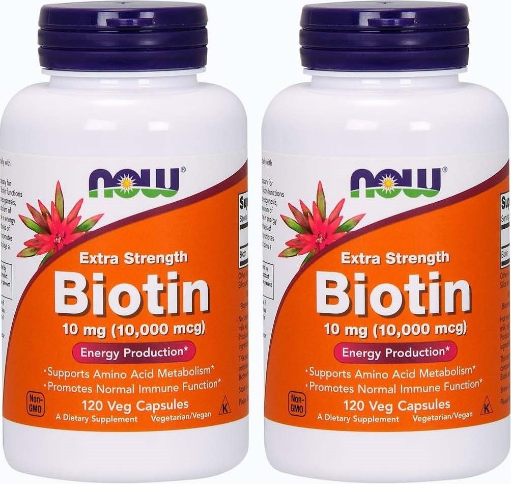 지금 음식 Biotin 10 mg 여분 힘 120 Vcaps, 2의 팩