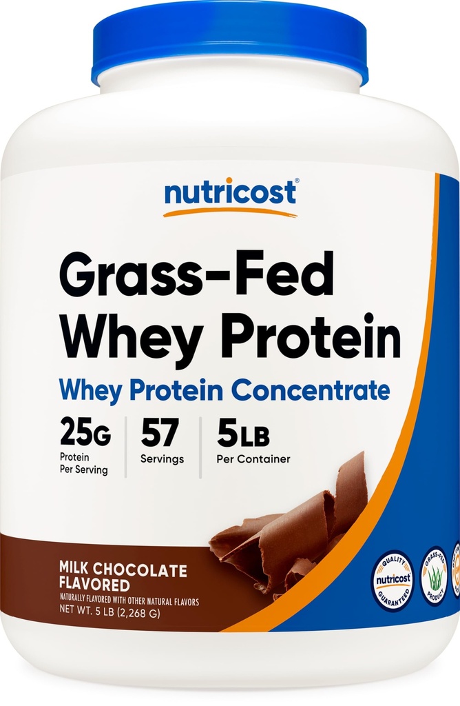 Nutricost Grass-Fed Whey Protein Concentrate (Chocolate) 5LBS - Undenatured, Non-GMO, 천연 향료 ...
