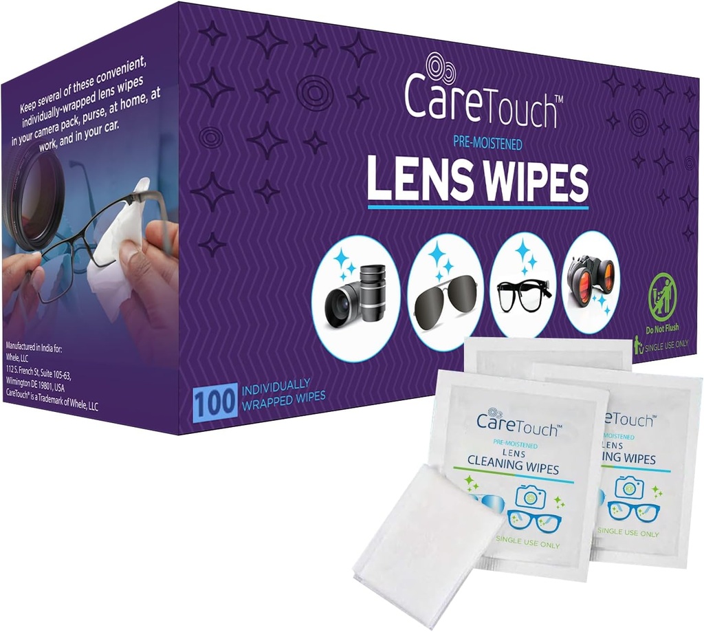 Eyeglasses- 100개 조사를 위한 배려 접촉 렌즈 닦음 개별적으로 감싸인 Pre- Moistened 닦음, 5개 x 6 인치 사진기 렌즈, 색안경 및 유리 세탁기술자,- 광학적인 장치의 청소를 위한 Gentle 그리고 Portable
