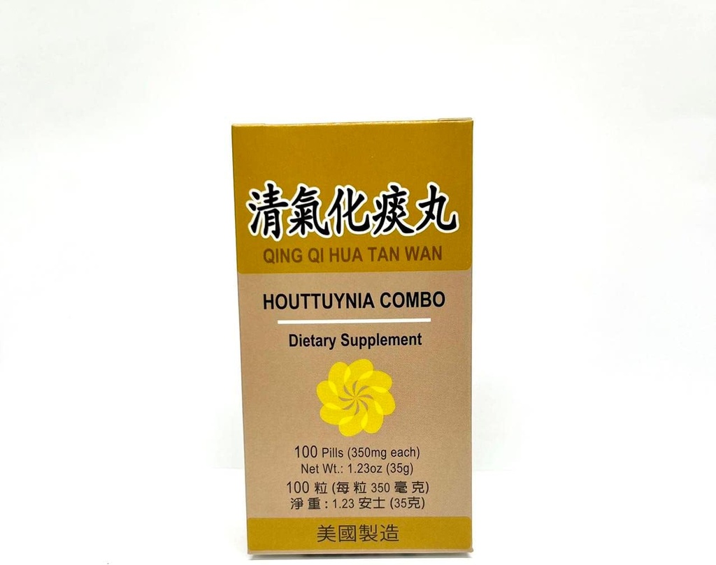 Houttuynia Combo - Qing Qi Hua Tan Wan 초본 보충 도움은 호흡 건강 350mg 100 알약을 위한 미국에서 만들었습니다