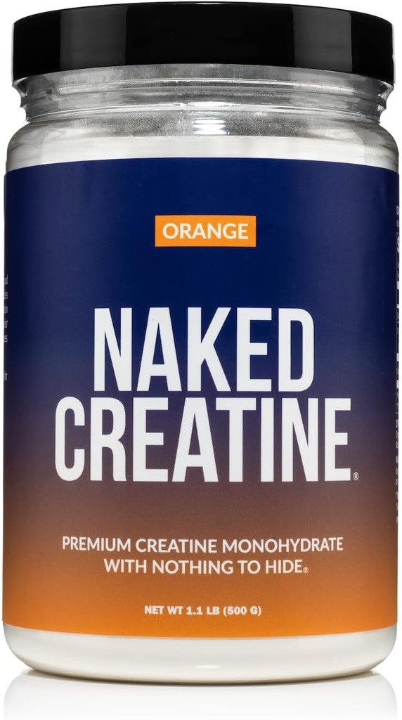 NAKED 순수한 Micronized 오렌지 크레아틴 Monohydrate - 36 서빙 - 500 그램, 1.1Lb 대량, Vegan, 비 GMO, 글루텐 무료, Soy 무료. 보조 강도 이득, 첨가물 없음