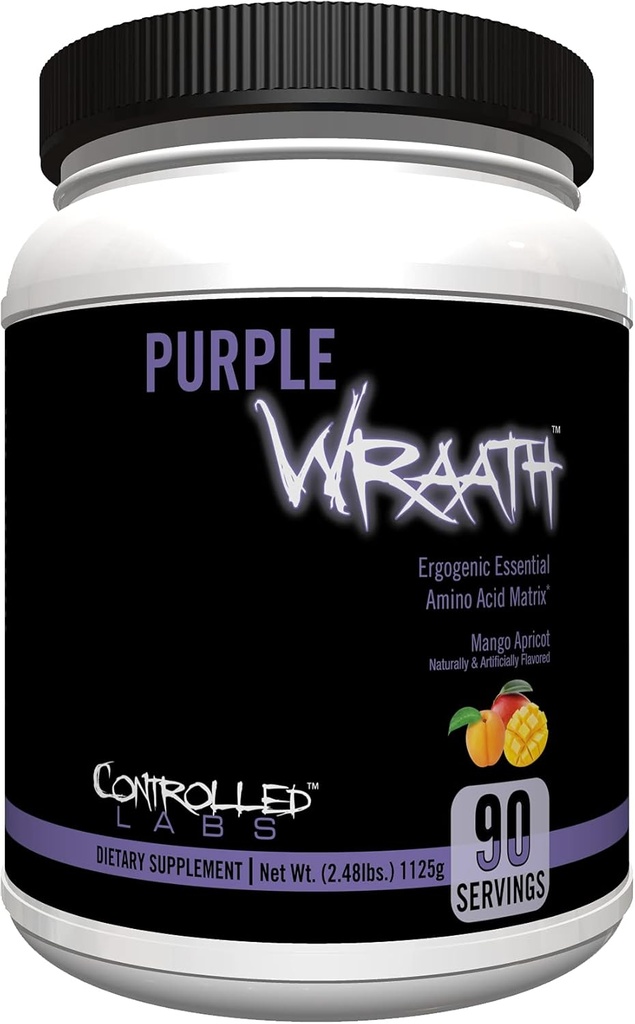 LABS 자주색 Wraath, BCAA 및 EAA 아미노산 보충교재, Endurance 혼합 Intra 운동 분말과 더불어, 최선 내구시간, 초점 및 체력 (망고 Apricot, 90의 봉사)