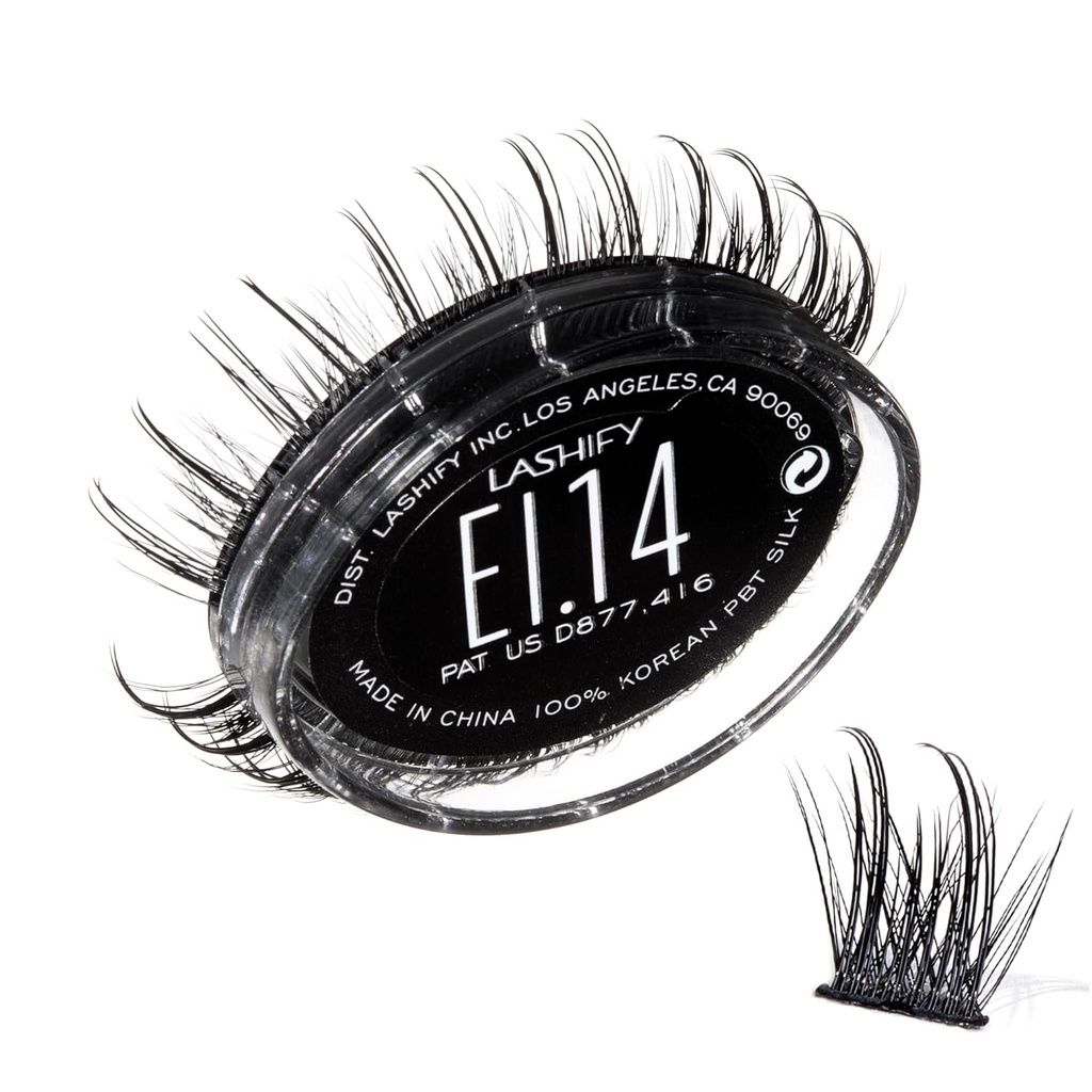 Lashify 극단적 인 얼음 14mm Gossamer DIY 속눈썹 연장 보충물, 첫번째 Ever Dual-Fibered Lash는 둘 다 얇고 두꺼운 섬유, 검정, 쉬운 가짜 속눈썹을 특색짓습니다
