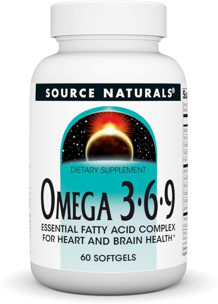 Source Naturals Omega 3-6-9, 심장 및 뇌 건강을위한 필수 지방산 복합체 * - 60 Softgels