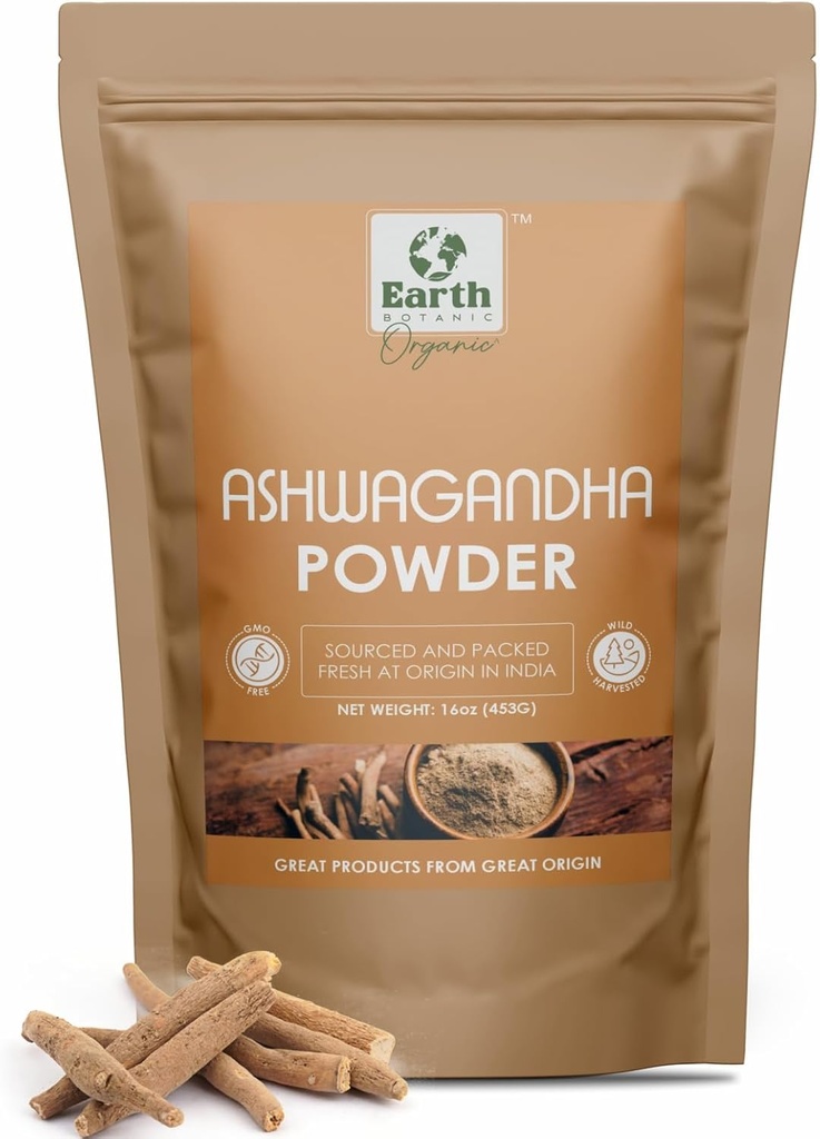 Ashwagandha 뿌리 분말 453g (16 oz) - 비 GMO 및 글루텐 무료 - 인도의 Somnifera 소스 (팩 1)
