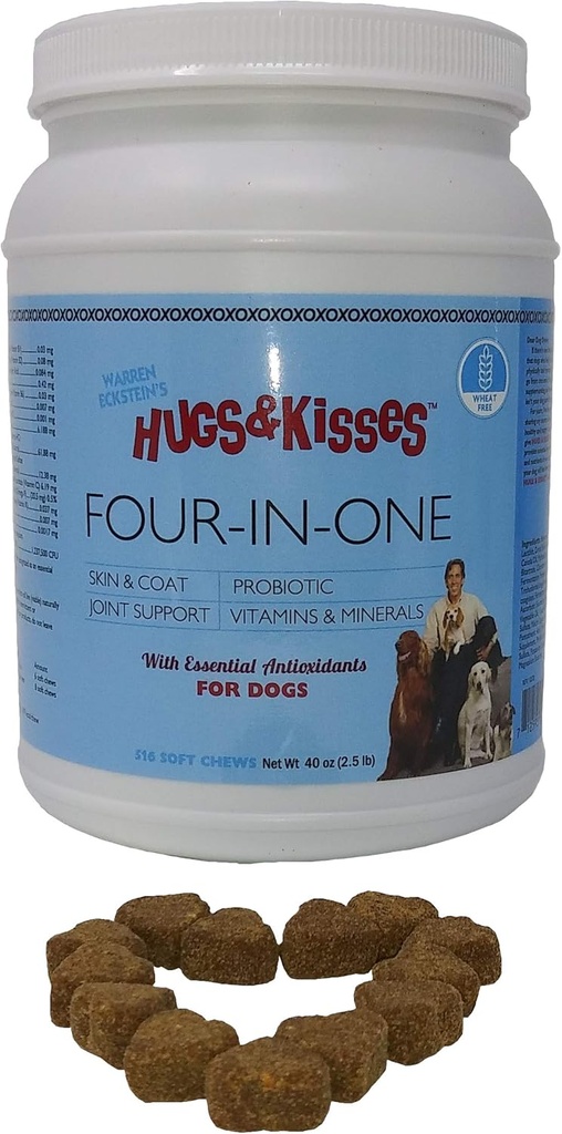 HUGS & KISSES Warren Eckstein의 Four-in-One Dog Vitamin 미네랄 보충 치료