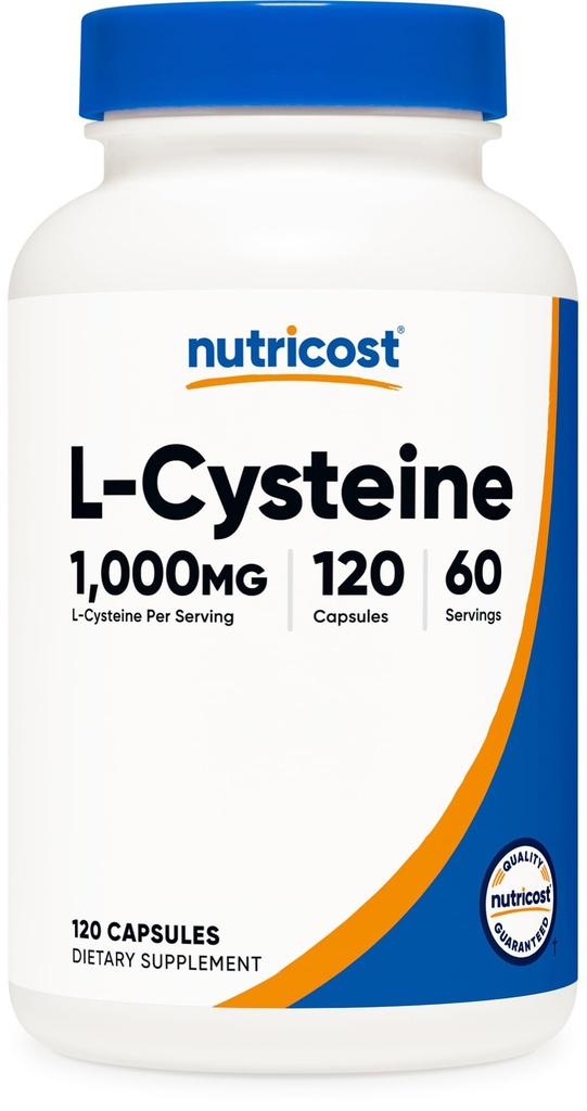 Nutricost L-Cysteine 1000mg, 120 캡슐 - 비 GMO, 글루텐 무료 보충, 캡슐 당 500mg