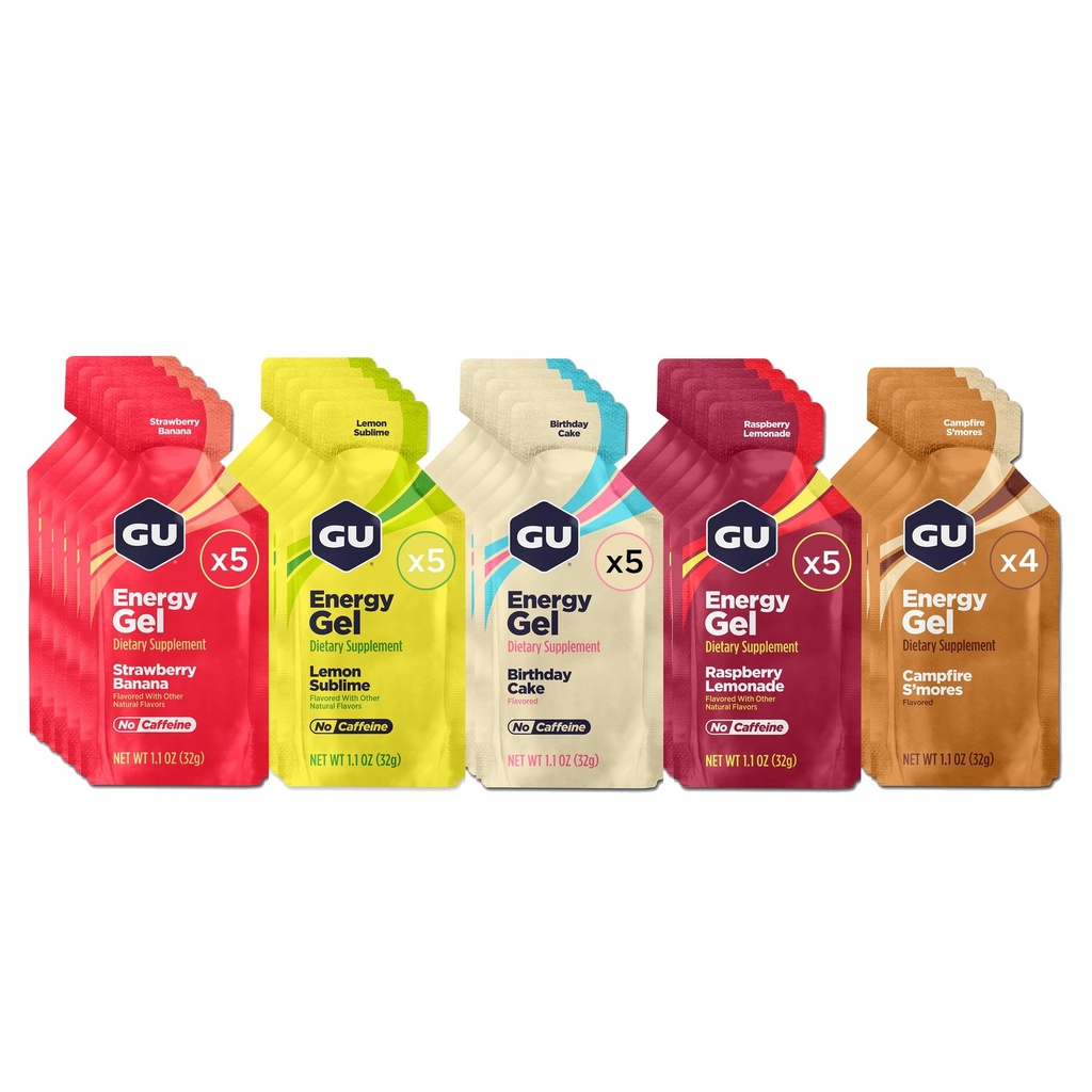 GU Energy Original Sports Nutrition Energy Gels, 24Count, Vegan, Gluten-Free, Kosher 및 Dairy-Free On-the-Go Energy for Any Workout, Assorted Caffeine-Free 풍미 다양성 팩