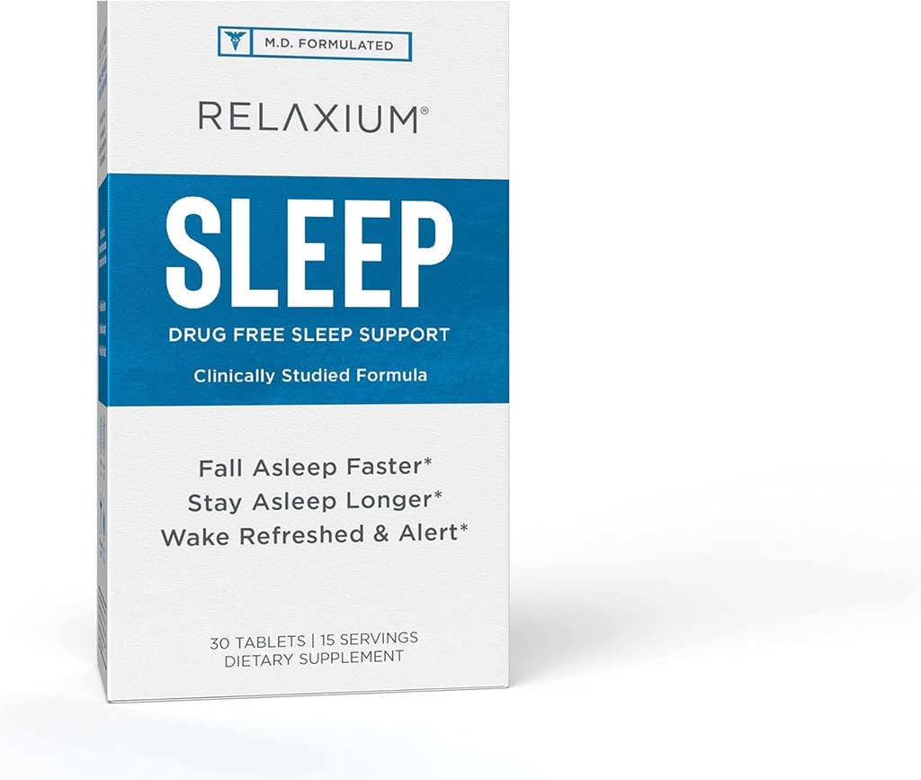 Relaxium Sleep Aid, 15 서빙, Non-Habit Forming, Dietary Supplement for Better Sleep, Drug-Free, Magnesium, Melatonin, GABA, Chamomile, Made in USA (30 태블릿)