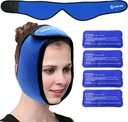 TMJ, Wisdom Teeth, WORLD-BIO Jaw Wrap with 4 Reusable Hot Cold Therapy Gel Pack for Head, Chin, Oral and Facial Surgery, Swelling, Injuries, Dental Implants에 대한 통증 완화를위한 얼굴 아이스 팩 랩