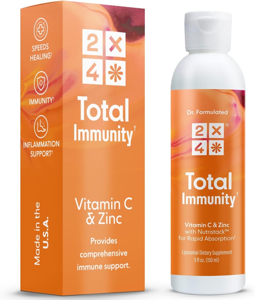 성인을위한 아연과 비타민 C가있는 2X4 엘더 베리 - 액체 일일 면역 지원 - Liposomal 면역 보충 비타민, 비 GMO, 설탕 무료, 30 서빙, 5 fl oz