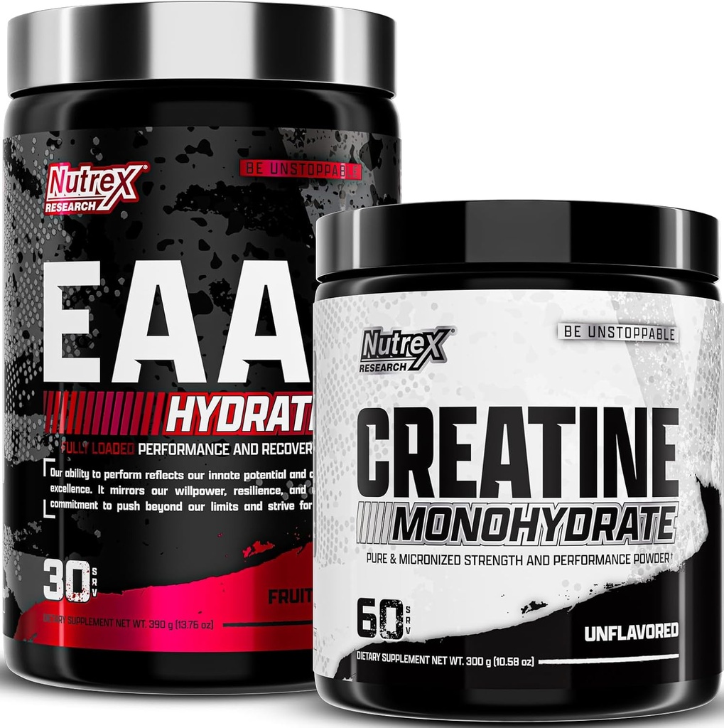 Nutrex 연구 EAA Hydration 과일 펀치 & Creatine Monohydrate 분말