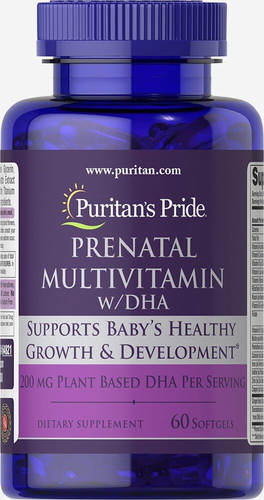 DHA를 가진 Prenatal Multivitamin, 지원 아기의 성장과 개발 **, Puritan의 Pride®에 의해 60 Softgels