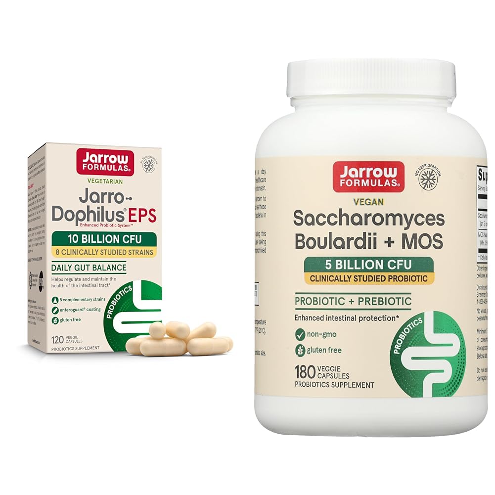 Jarrow Formulas Jarro-Dophilus EPS Probiotics 10 억 CFU Saccharomyces Boulardii Probiotics + MOS 5 억 CFU Probiotic 효모
