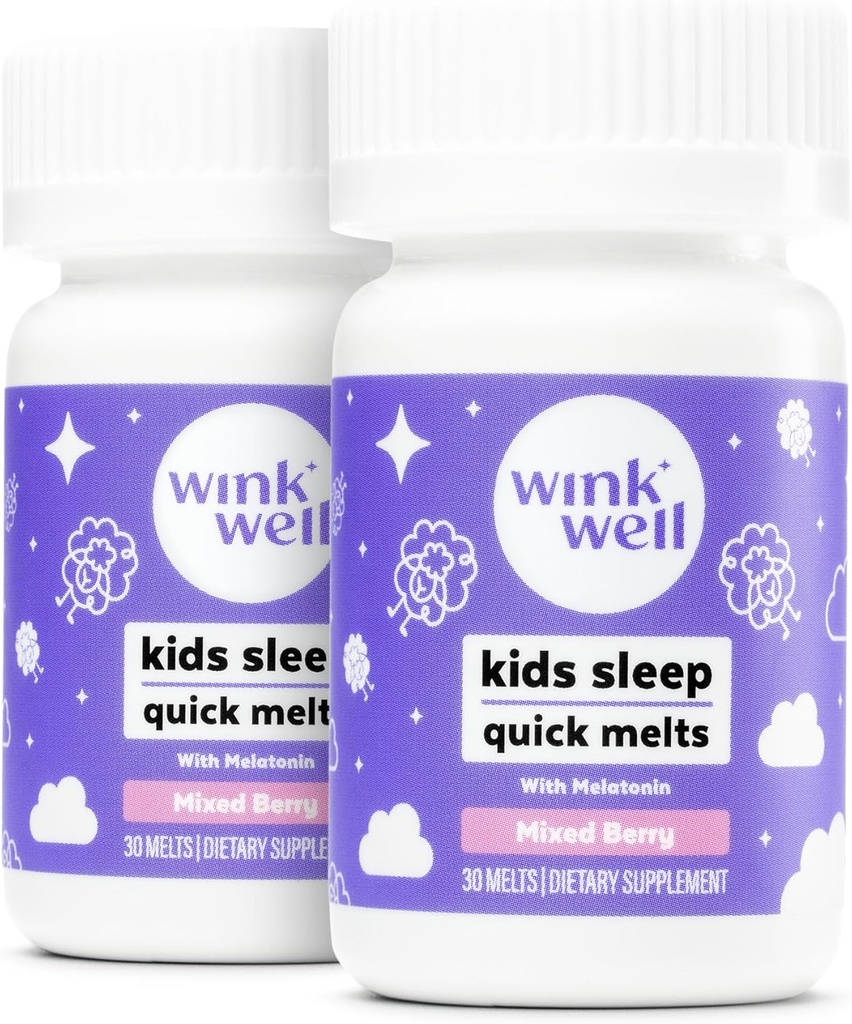윙크 잘 아이 Chewable Melts- 아이 슬립 아이 멜라토닌 1mg- 빠른 딥 유아 수면 보조, 약물 무료 - 빠른, Non-Habit-Forming Dissolve Tablets- 30 Melts (Pack of 2)