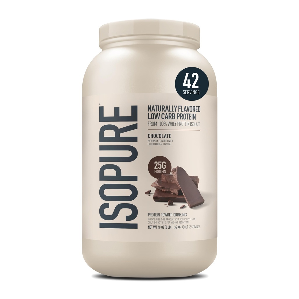 Isopure 낮은 Carb 100 % 순수 Whey Isolate Protein Powder, Lactose Free, Gluten Free, 비타민, 초콜릿, 25g Protein Per 서빙 당, 3 Lbs, 39 서빙 (5 월 Vary)
