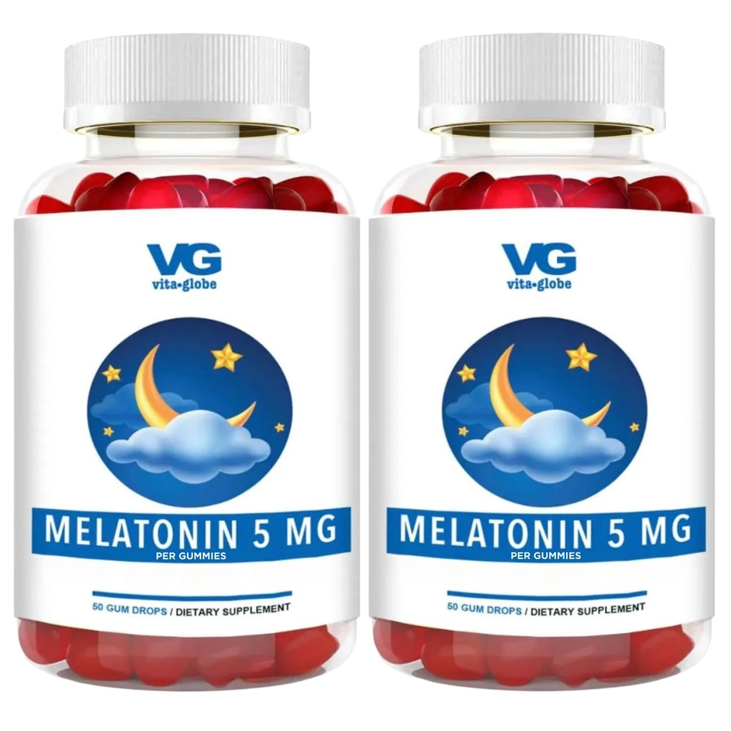 VITA GLOBE Melatonin 5mg 수면 보조 거미 비타민 - 비 GMO, Vegan 및 수면 보조 보충교재, Relieves Occasional Sleep, 100 Count (패치 2)